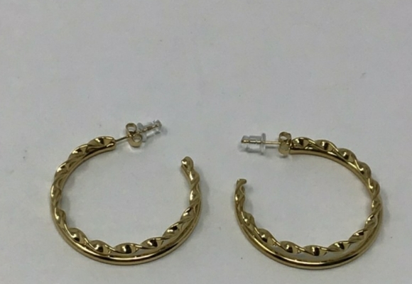 NWT Double Stacked Gold Hoop Earrings - Picture 5 of 5